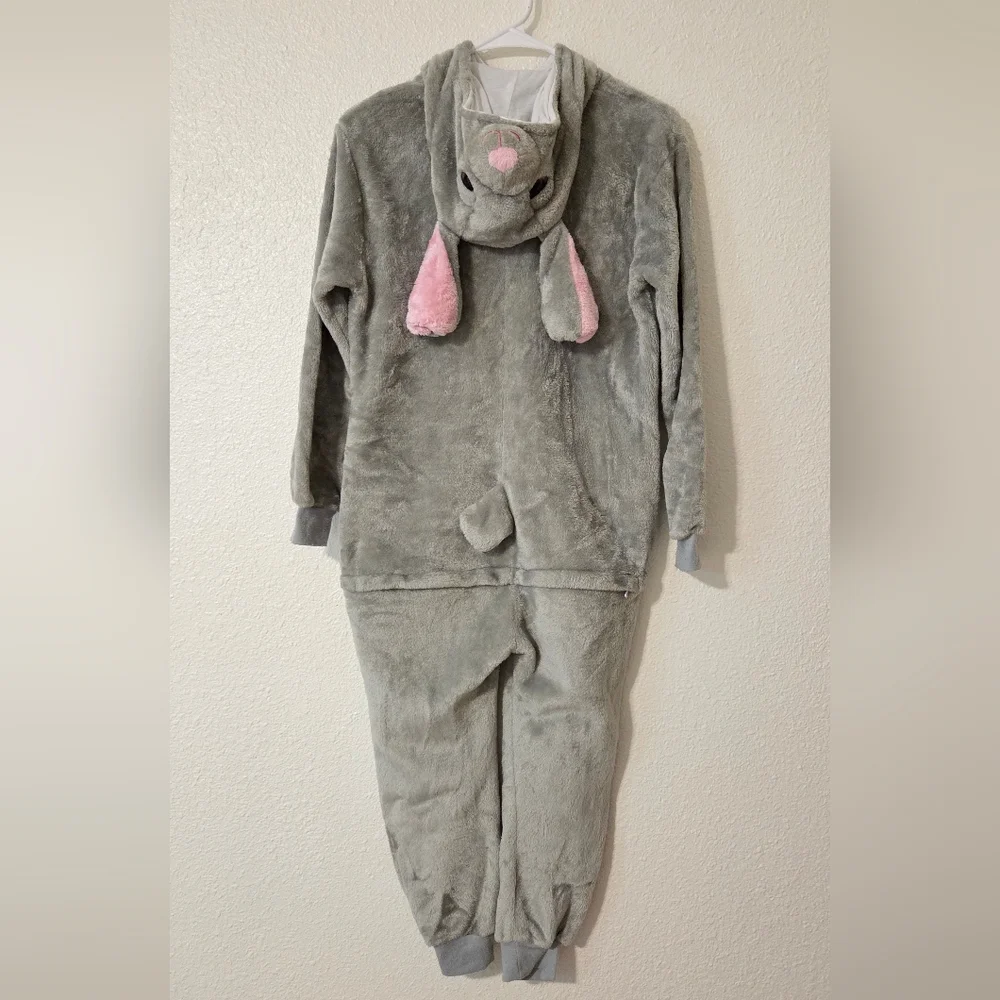 Plush‎ Bunny Rabbit One Piece Easter Spring Kid's Gray Costume Cozy Sleepwear